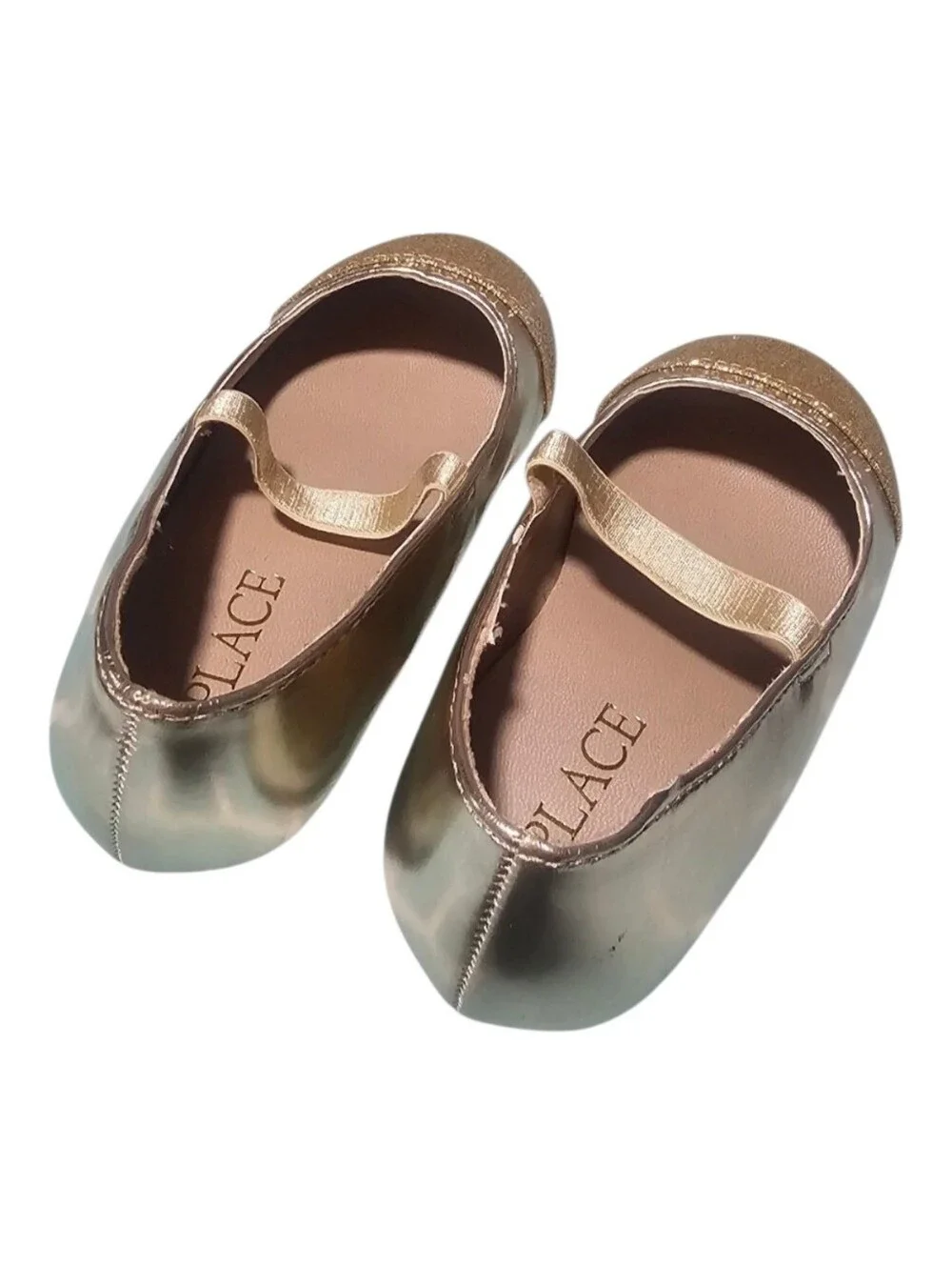 Children's Place Girls' Gold Glitter Ballet Flats